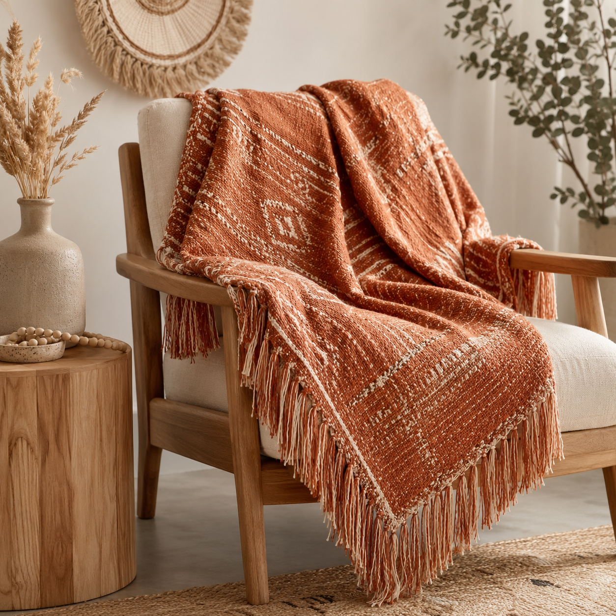 Slimnovacare™ Terra Loom Fringed Throw Blanket